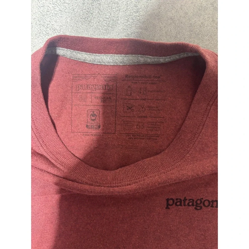 Patagonia Shirt Mens M Red Responsibili-Tee Logo Graphic 34880 Fitz Roy Horizons